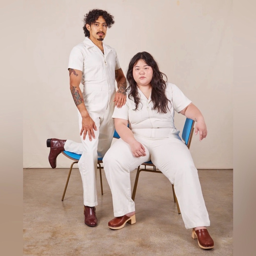 Big Bud Press Short Sleeve Jumpsuit in Vintage White (Size M)